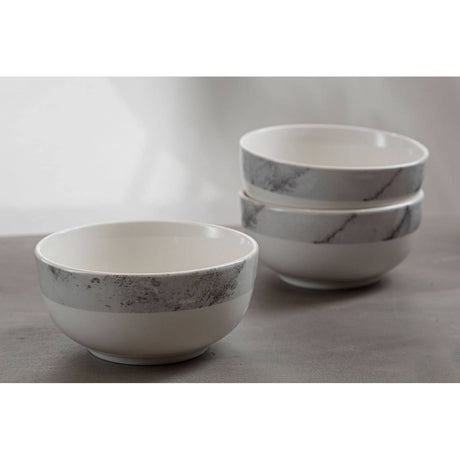 16 Pc White And Grey Marble Effect Dinner Set