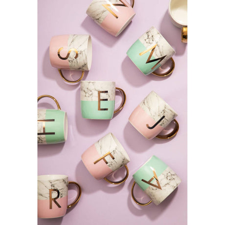 Mimo Pastel Green M Letter Monogram Mug