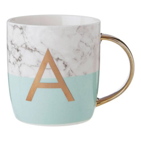 Mimo Pastel Green A Letter Monogram Mug