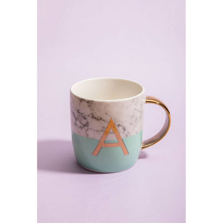 Mimo Pastel Green A Letter Monogram Mug