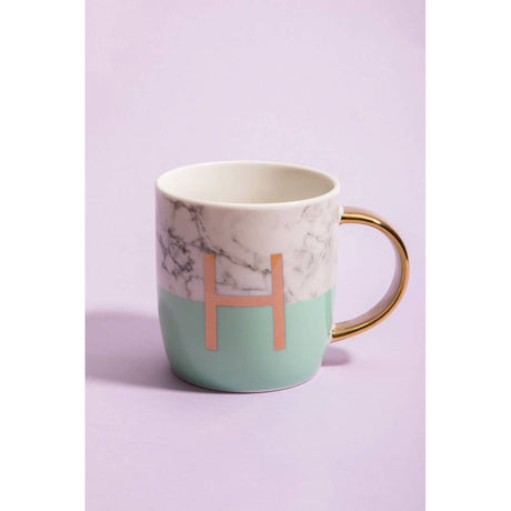 Mimo Pastel Green H Letter Monogram Mug
