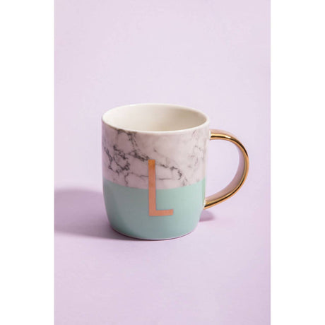 Mimo Pastel Green L Letter Monogram Mug