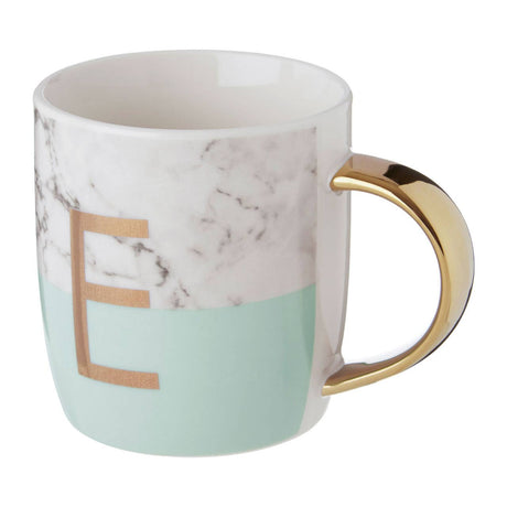 Mimo Pastel Green E Letter Monogram Mug