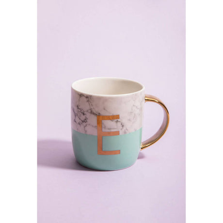 Mimo Pastel Green E Letter Monogram Mug