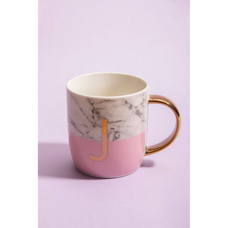 Mimo Pastel Pink J Letter Monogram Mug