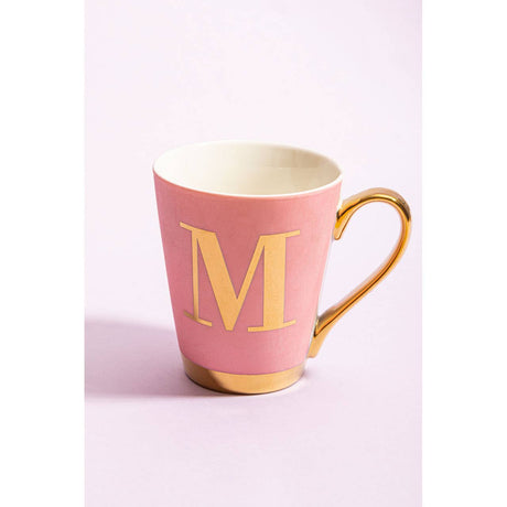 Mimo Pink Frosted Deco M Letter Monogram Mug