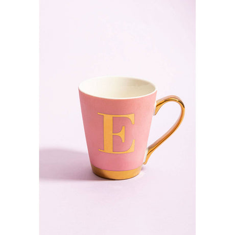 Mimo Pink Frosted Deco E Letter Monogram Mug