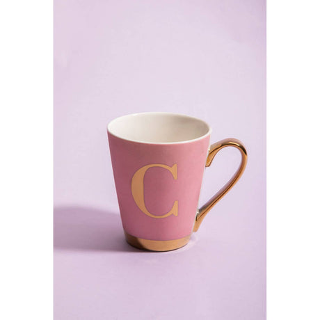 Mimo Pink Frosted Deco C Letter Monogram Mug