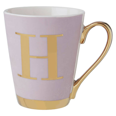 Mimo Grey Frosted Deco H Letter Monogram Mug