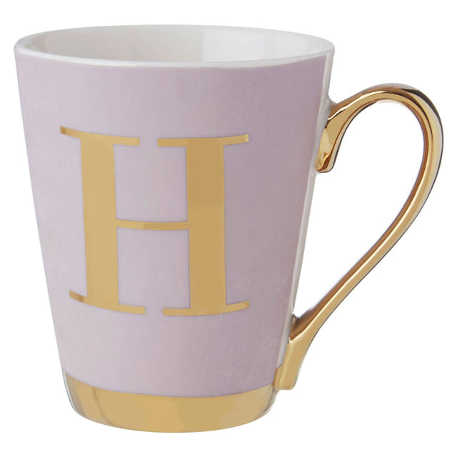 Mimo Grey Frosted Deco H Letter Monogram Mug