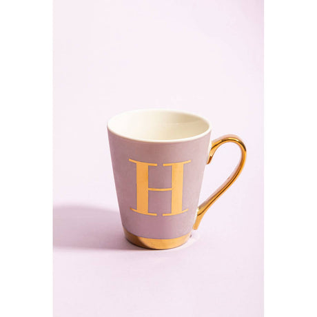 Mimo Grey Frosted Deco H Letter Monogram Mug