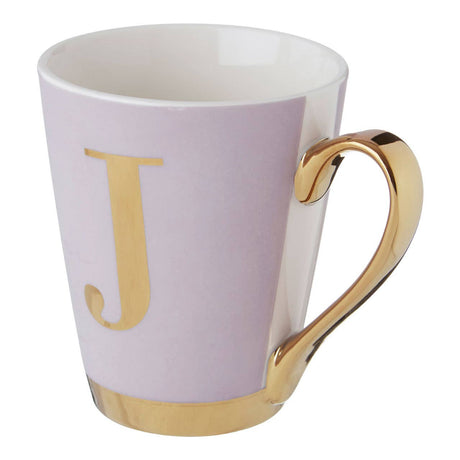Mimo Grey Frosted Deco J Letter Monogram Mug