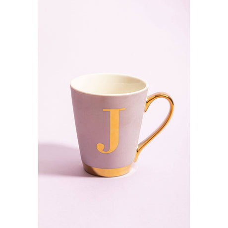 Mimo Grey Frosted Deco J Letter Monogram Mug