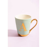 Mimo Green Frosted Deco A Letter Monogram Mug
