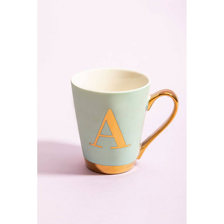 Mimo Green Frosted Deco A Letter Monogram Mug