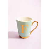 Mimo Green Frosted Deco F Letter Monogram Mug