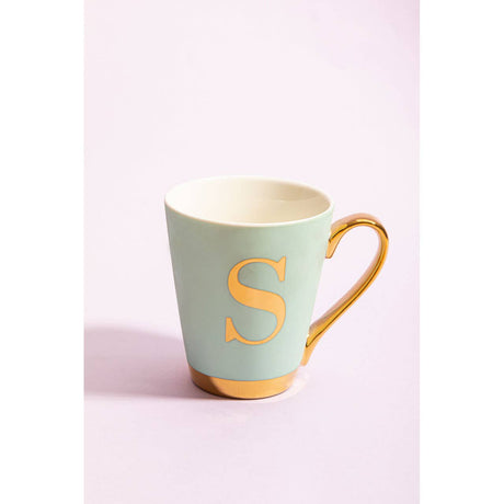 Mimo Green Frosted Deco S Letter Monogram Mug