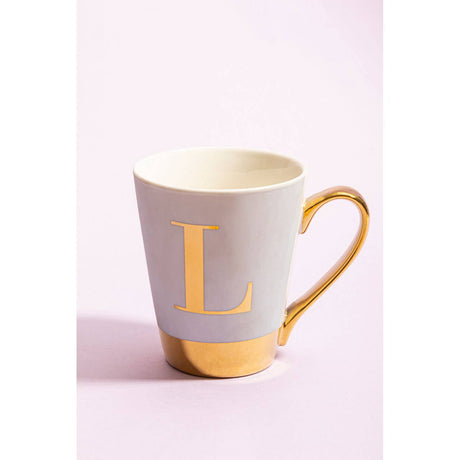 Mimo White Frosted Deco L Letter Monogram Mug