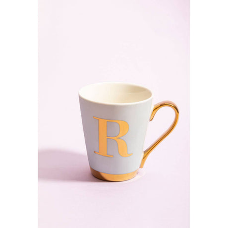 Mimo White Frosted Deco R Letter Monogram Mug
