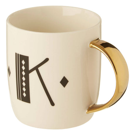 Mimo Diamond Deco K Letter Monogram Mug