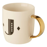 Mimo Diamond Deco J Letter Monogram Mug