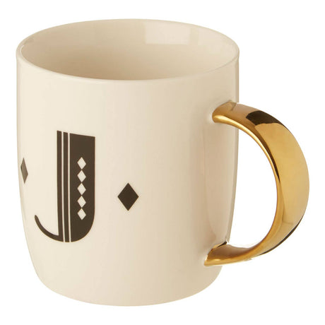 Mimo Diamond Deco J Letter Monogram Mug