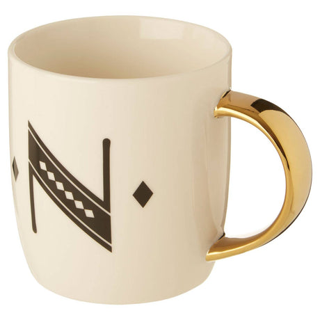 Mimo Diamond Deco N Letter Monogram Mug