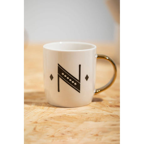 Mimo Diamond Deco N Letter Monogram Mug