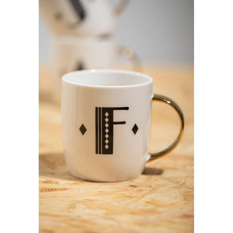 Mimo Diamond Deco F Letter Monogram Mug