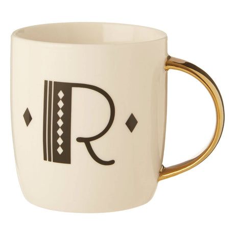 Mimo Diamond Deco R Letter Monogram Mug