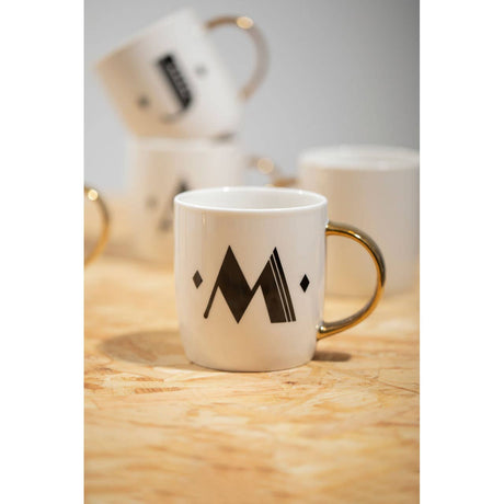 Mimo Diamond Deco M Letter Monogram Mug