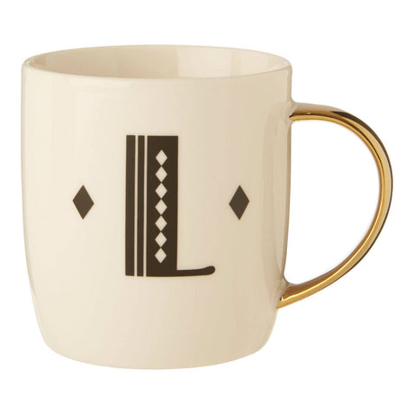 Mimo Diamond Deco L Letter Monogram Mug