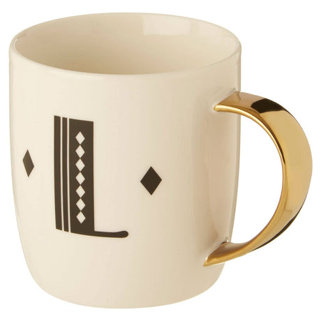 Mimo Diamond Deco L Letter Monogram Mug