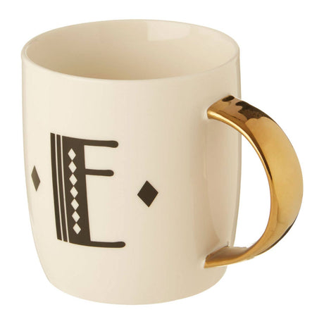 Mimo Diamond Deco E Letter Monogram Mug