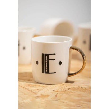 Mimo Diamond Deco E Letter Monogram Mug