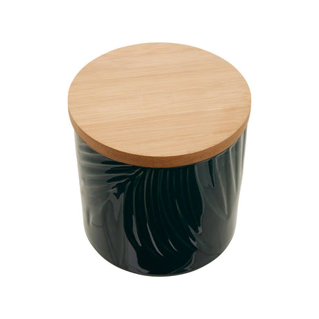 Bali Dark Green Small Storage Jar With Bamboo Lid