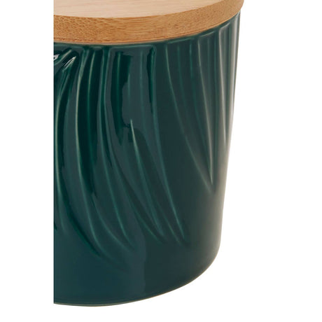 Bali Dark Green Small Storage Jar With Bamboo Lid