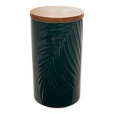 Bali Dark Green Large Storage Jar With Bamboo Lid