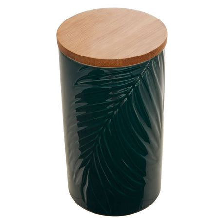 Bali Dark Green Large Storage Jar With Bamboo Lid