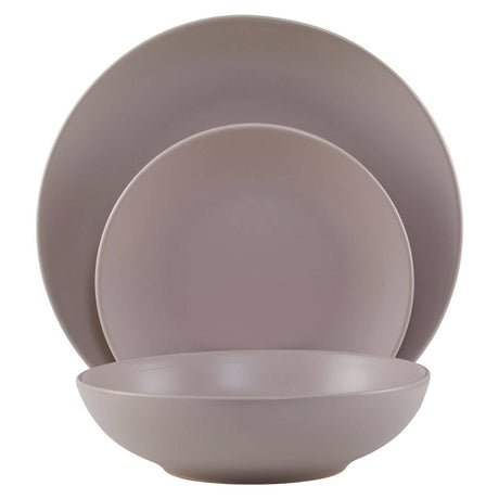 Twelve Piece Grey Stoneware Dinner Set