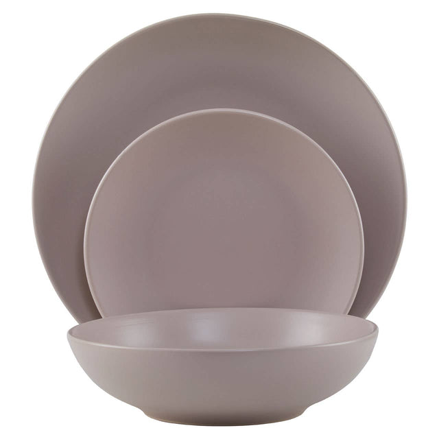 Twelve Piece Grey Stoneware Dinner Set