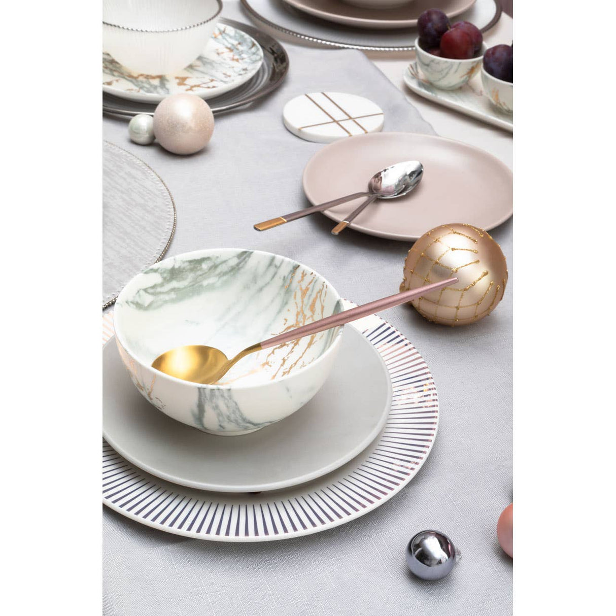 Twelve Piece Grey Stoneware Dinner Set