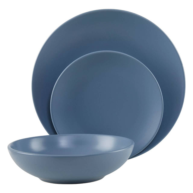 Twelve Piece Blue Stoneware Dinner Set