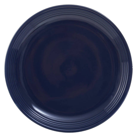 16 Piece Dark Blue Stoneware Dinner Set With Grooves