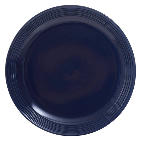 16 Piece Dark Blue Stoneware Dinner Set With Grooves