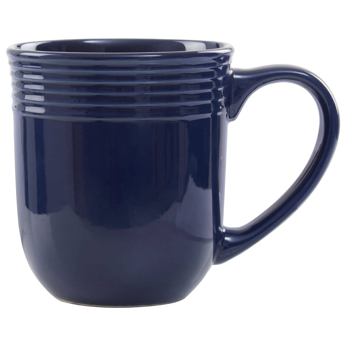 16 Piece Dark Blue Stoneware Dinner Set With Grooves
