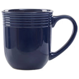 16 Piece Dark Blue Stoneware Dinner Set With Grooves