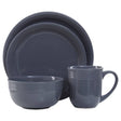16 Piece Dark Grey Stoneware Dinner Set With Grooves