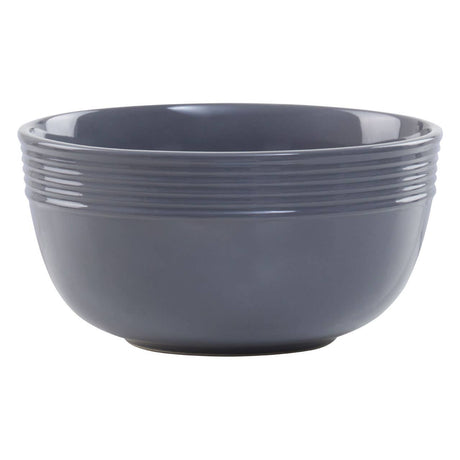 16 Piece Dark Grey Stoneware Dinner Set With Grooves