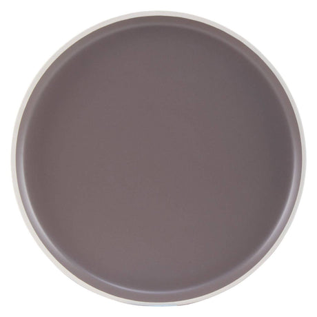 Twelve Piece Brown Stoneware Dinner Set With White Rim